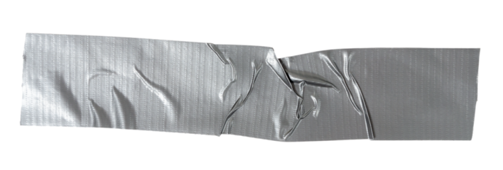 Isolated torn strip of repair tape with copy space on white background