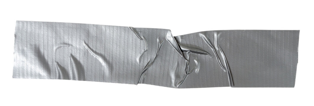 Isolated torn strip of repair tape with copy space on white background