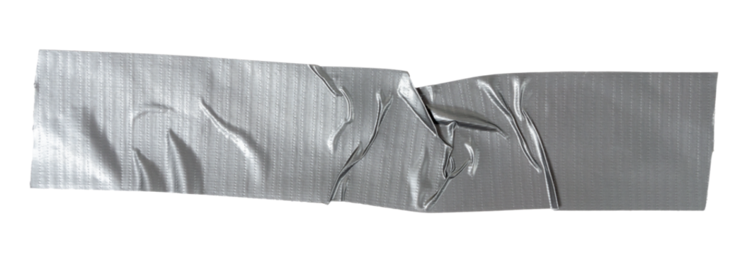 Isolated torn strip of repair tape with copy space on white background