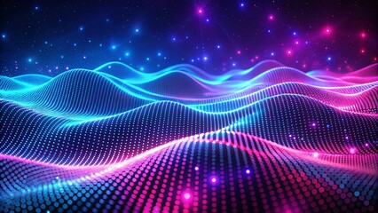 Cosmic Currents A Vibrant Dance of Neon Waves in a Blue and Pink Gradient Galaxy V1