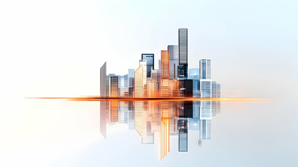 Obraz premium Modern City Skyline Reflection Abstract