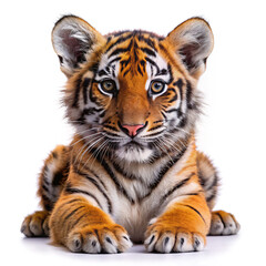 Fototapeta premium tiger isolated on white background. tiger, animal, cat, wildlife, wild, feline, nature, predator, mammal, zoo, big, stripes, head, carnivore, siberian, fur, bengal, face, wildcat, striped, white, blac