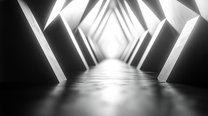 Obraz premium Futuristic black and white triangle image with sharp, geometric lines