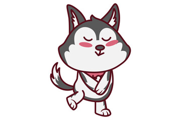 Cute Dog Hold It's Hand Illustration