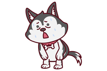 Cute Dog Tired and Sweating Illustration