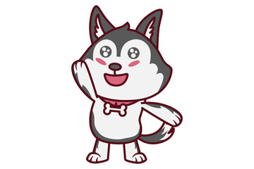 Cute Dog Raise Hand Illustration