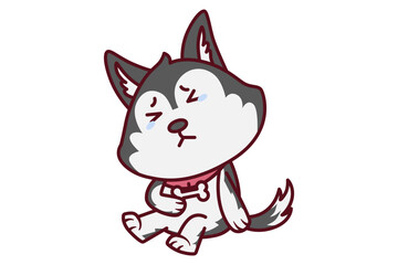 Cute Sad Dog Dropped on the Ground Illustration