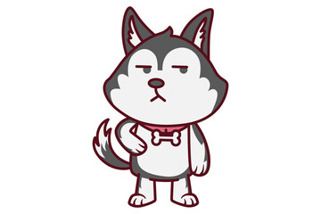 Cute Dog with Cynical Face Illustration