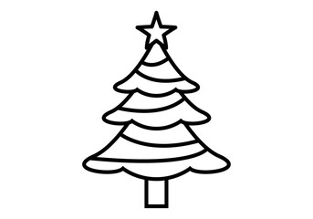 Icono negro de árbol de navidad con guirnaldas