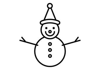 Icono negro de muñeco de nieve con gorro de papa noel