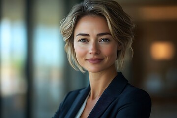 Fototapeta premium Blonde Businesswoman Portrait - Professional Headshot in Corporate Attire
