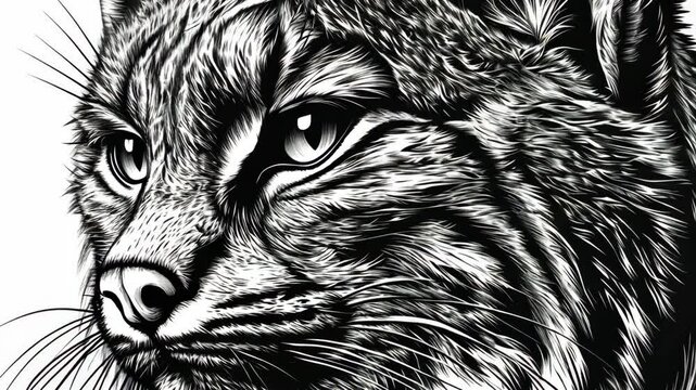 A close-up shot of a lynx's face, showcasing its piercing eyes and intricate fur patterns