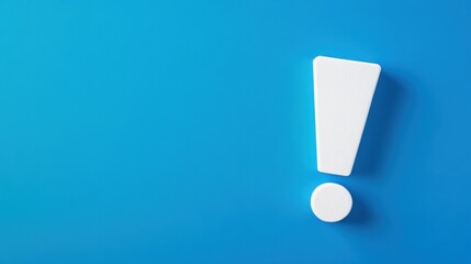 White Exclamation Mark on Blue Background - Concept Image