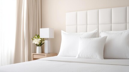Premium hotel amenities displayed with an emphasis on a plush king bed