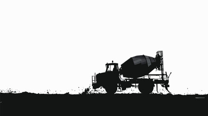 Fototapeta premium Concrete mixer silhouette isolated on white background