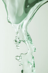High-Definition Close-Up of Milk Flowing &ndash; Minimalist White and Green Design for Advertising Poster