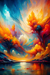 background. illustration, orange, design, pattern, flower, nature, autumn, art, wallpaper, colorful, vector, leaf, swirl, decoration, fractal, sun, tree, blur, element, summer, motion, spectrum, yello