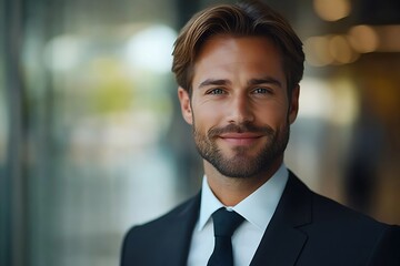 Fototapeta premium Confident and Successful Businessman Portrait in Suit