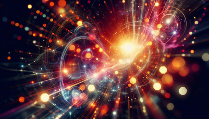 Obraz premium A dynamic abstract image with vibrant lights and swirling lines, symbolizing energy