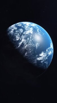 Vertical Long Establishing Shot of a Hycean Water World Exoplanet