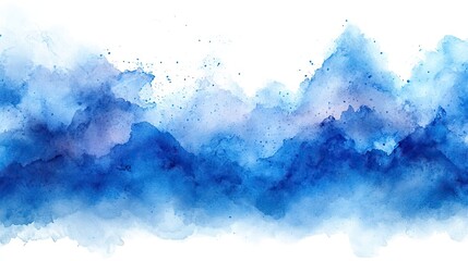 Obraz premium Icy blue watercolor background with light gradient and banner-like panoramic layout, providing plenty of copy space, using generative AI
