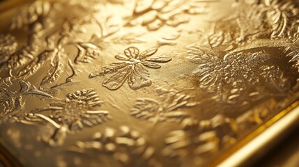 59.Close-up of pure 999 gold bars, each marked with detailed engravings, reflecting light in a golden environment. The scene emphasizes the growth in precious metal prices and rising investment