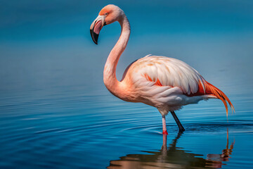 flamingo in the water. flamingo, bird, pink, nature, animal, water, zoo, wildlife, beak, neck, birds, red, tropical, feather, standing, exotic, flamingos, lake, wild, fauna, long, beautiful, beauty, w