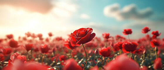 Roses in Full Bloom Under Clear Skies