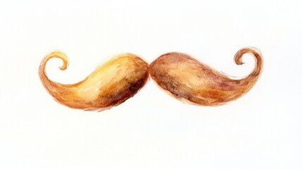 Hand-Drawn Curly Mustache Illustration on White Background. Movember