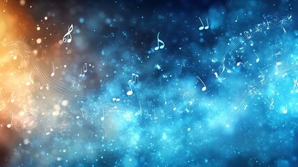 Light blue gradient background with musical notes and white lines, perfect for music-themed designs