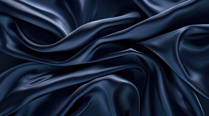 Obraz premium Elegant navy blue abstract silk satin background with wavy lines.