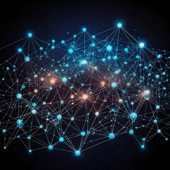 Obraz premium Futuristic network dots on black background