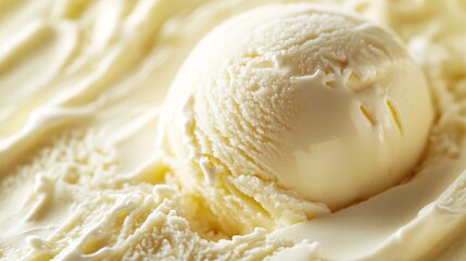 82.A detailed view of a scoop of white lemon ice cream, showcasing its smooth, creamy texture. The subtle hints of lemon flavor are suggested by the pale, creamy surface of the ice cream, which is