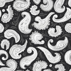 Elegant Monochrome Swirls and Flourishes Pattern