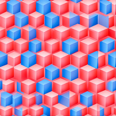 Obraz premium Vibrant Cube Pattern in Red and Blue Shades