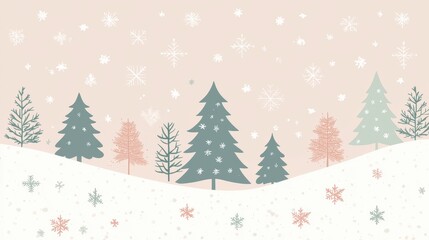 Minimalist Christmas Wallpaper with Simple Trees