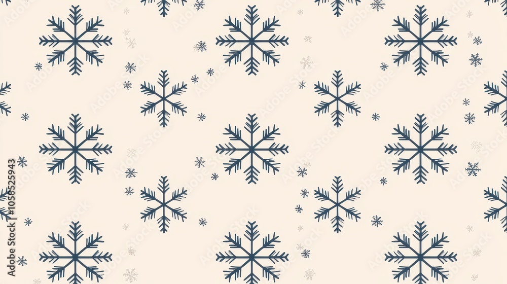 Poster simple snowflake pattern with thin lines