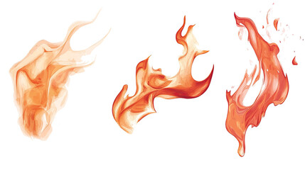 Set of Vibrant Fire Flames Isolated on a Transparent Background Generative AI