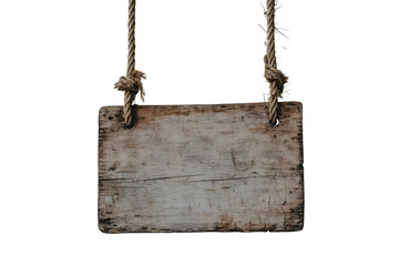 Rustic Wooden Hanging Sign, Weathered Vintage Style, Transparent Background