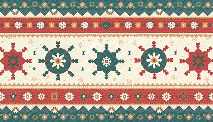 Colorful festive pattern design with flowers and geometric shapes for textile and wallpaper