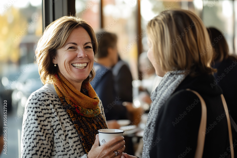 Wall mural smiling group of business professionals in casual attire having a friendly conversation in a network