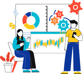 Business Analyst Or Accountant Analyzing Statistic  Data Illustration