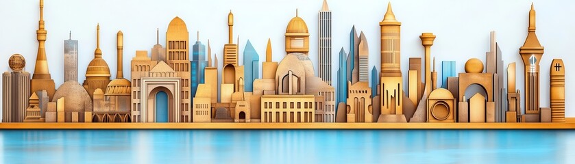 Vintage-style map with AI and futuristic landmarks, blending past and future, sepia and metallic hues, highly detailed, retro-futurism