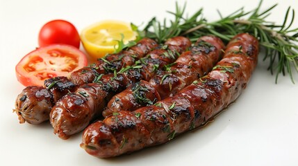 Grilled Sausages with Herbs and Fresh Garnishes