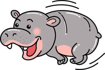 Hippo cartoon, hippopotamus, characters, vector illustration, line art