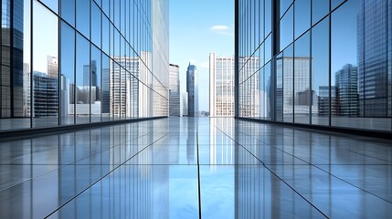 Modern Office Building with City Skyline View Blank Background with Copy Space for Design Projects