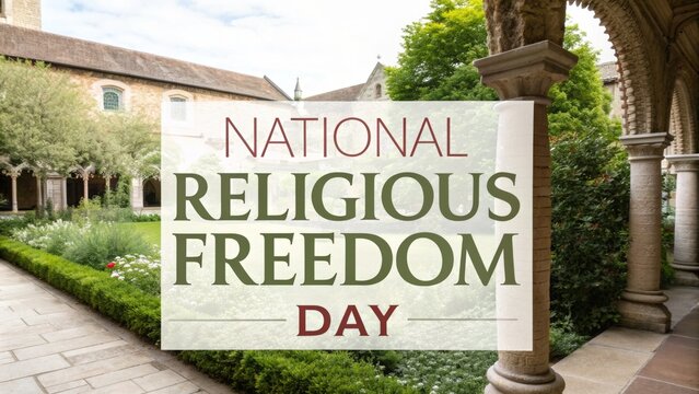 National religious freedom day celebration with historic church courtyard setting