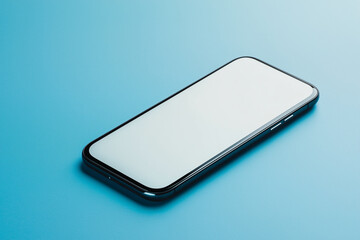 Smartphone with a blank screen on a blue background 