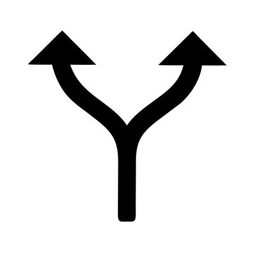 Split arrow icon pointing in two upward directions

