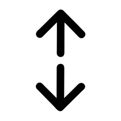 Two arrows pointing up and down in a vertical alignment

